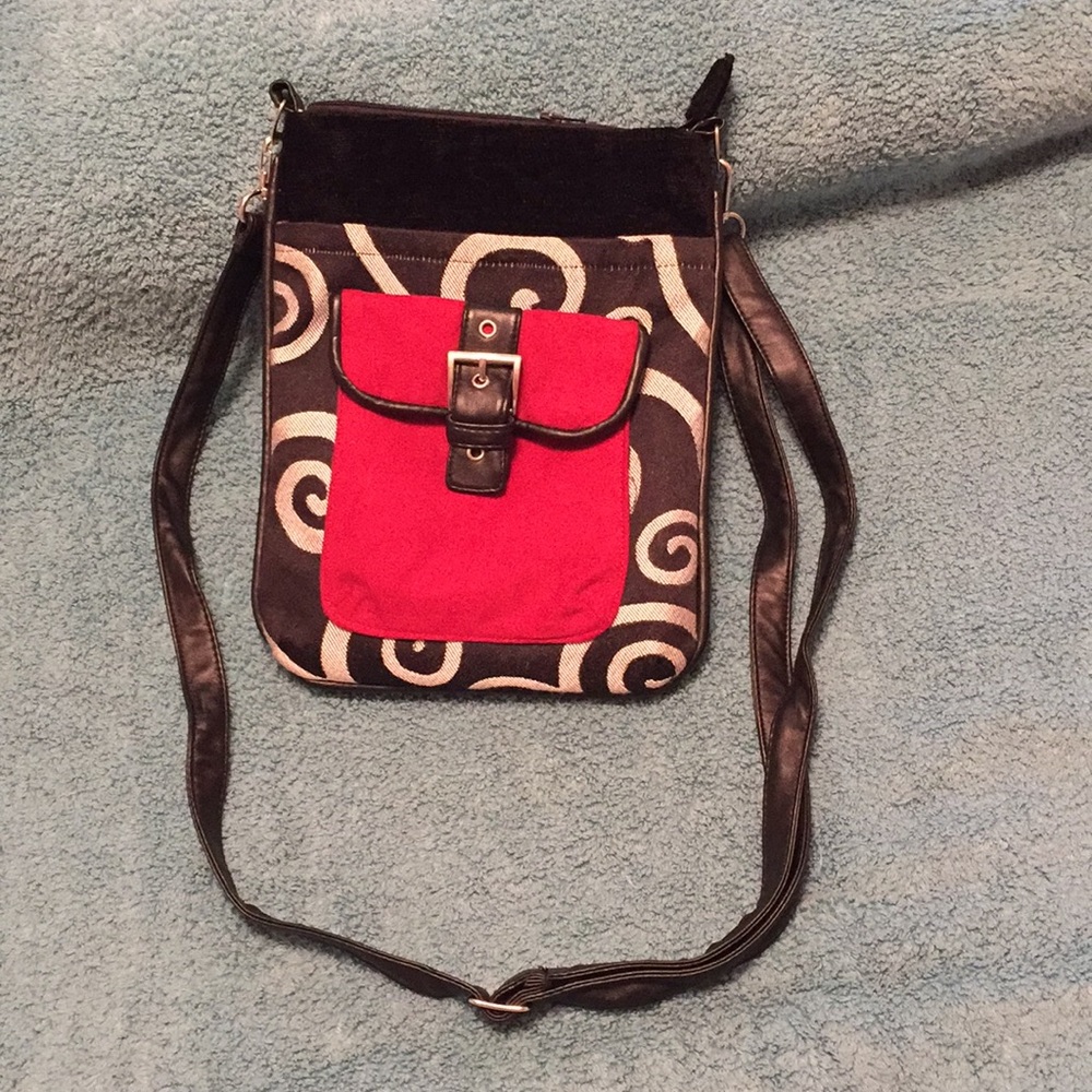 Ruth Michael crossbody bag. Black/white/red